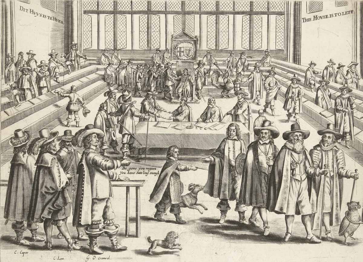Oliver Cromwell sends parliament away, 1653. Rijksmuseum.
