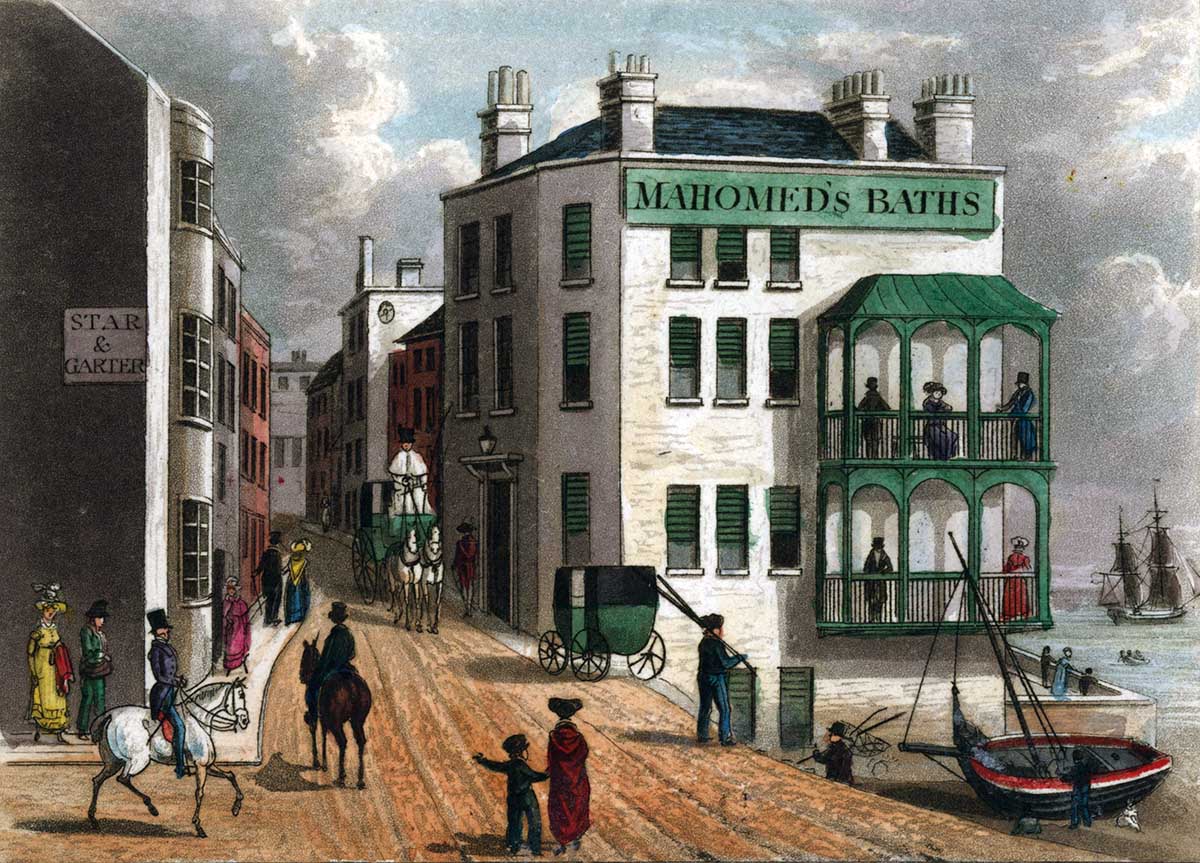 Mahomed’s Baths on Brighton seafront, c.1820 © Hulton Getty Images.