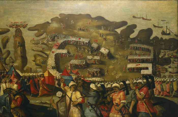 The siege of Malta—'Arrival of the Turkish fleet' (Matteo Perez d' Aleccio)