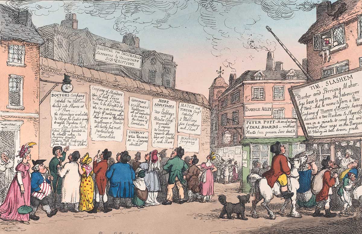 Joint Stock Street, March 10, 1808, Thomas Rowlandson. Metropolitan Museum of Art.