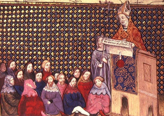 Archbishop Arundel read a Papal Bull, 1399.