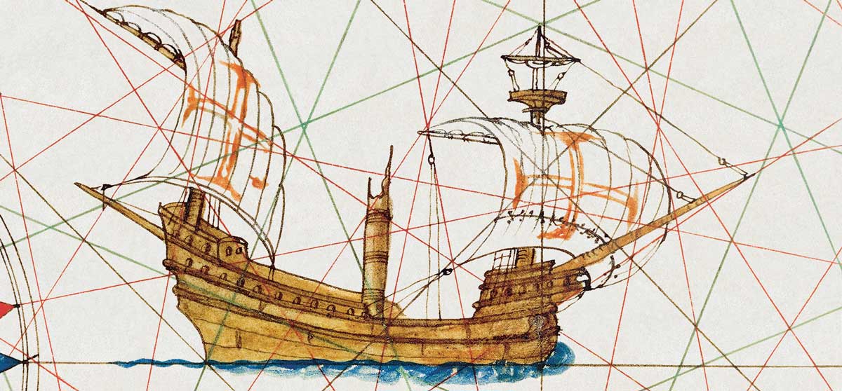 Caravel from 'Atlas of Lázaro Luis (detail), 1563. Bridgeman Images.