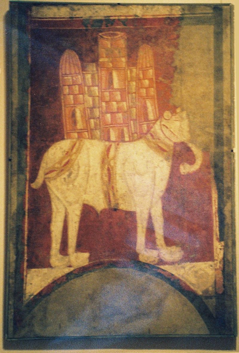 A picture of a white war elephant from 11th century Spain