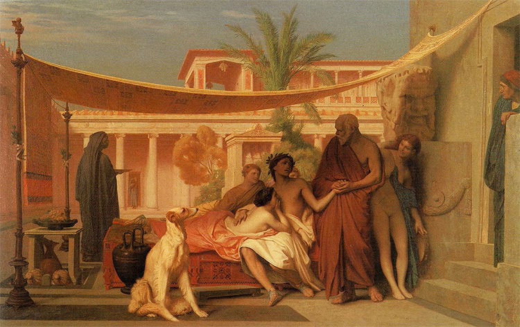Jean-Léon Gérôme (1824–1904): Socrates seeking Alcibiades in the House of Aspasia, 1861.