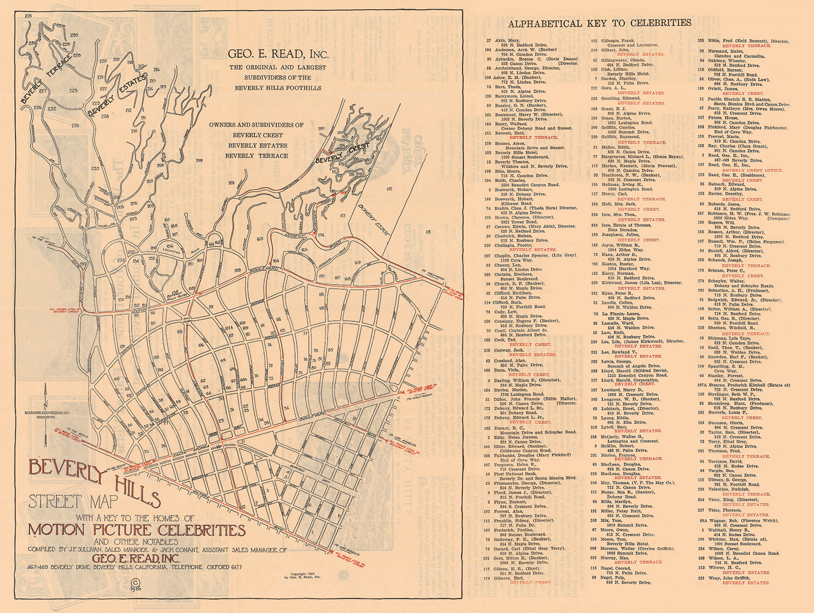 Map of Beverley Hills, 1926.