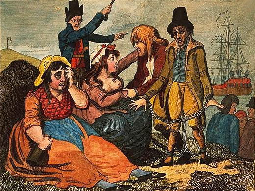 Women in England mourning their lovers who are soon to be transported to Botany Bay, 1792. National Library of Australia