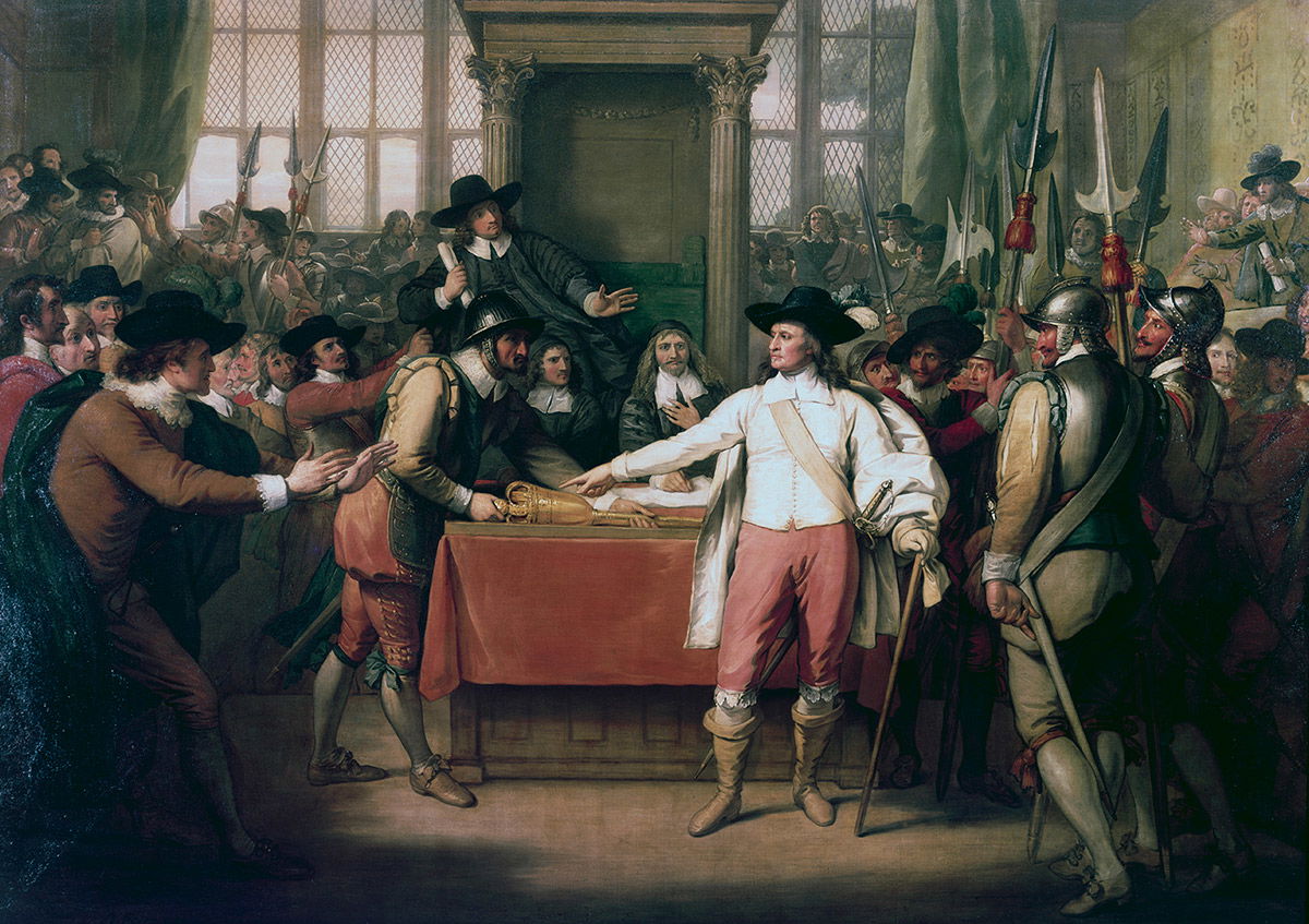 Rise and fall: Cromwell Dissolving the Long Parliament, by Benjamin West (1782).