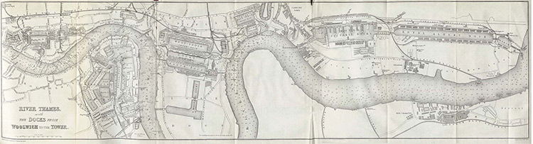 The London docks in 1882.