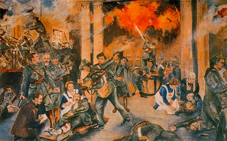 'Birth of the Irish Republic' by Walter Paget, depicting the GPO during the shelling