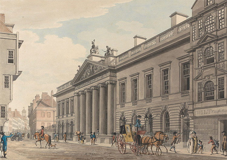 East India House, London, painted by Thomas Malton in c.1800.