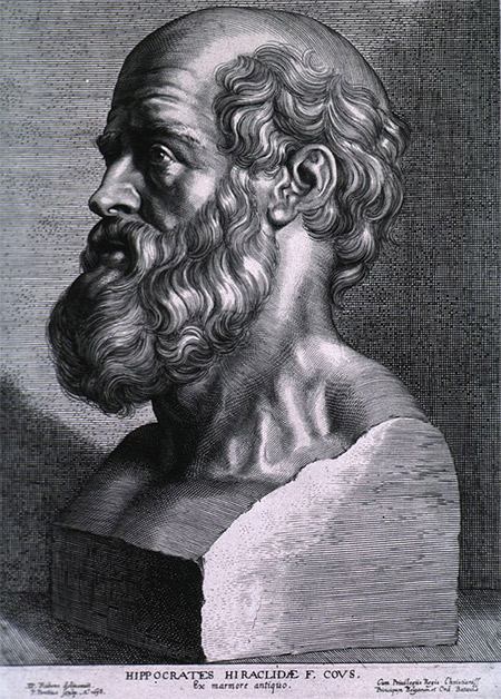 Engraving of Hippocrates by Peter Paul Rubens, 1638