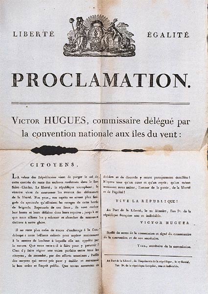 Proclamation by Victor Hugues abolishing slavery