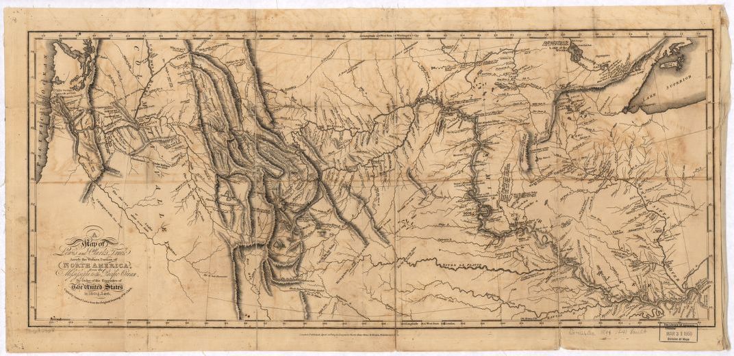 A map of Lewis and Clark's track across the western portion of North America, from the Mississippi to the Pacific Ocean : by order of the executive of the United States in 1804, 5 & 6. Library of Congress.