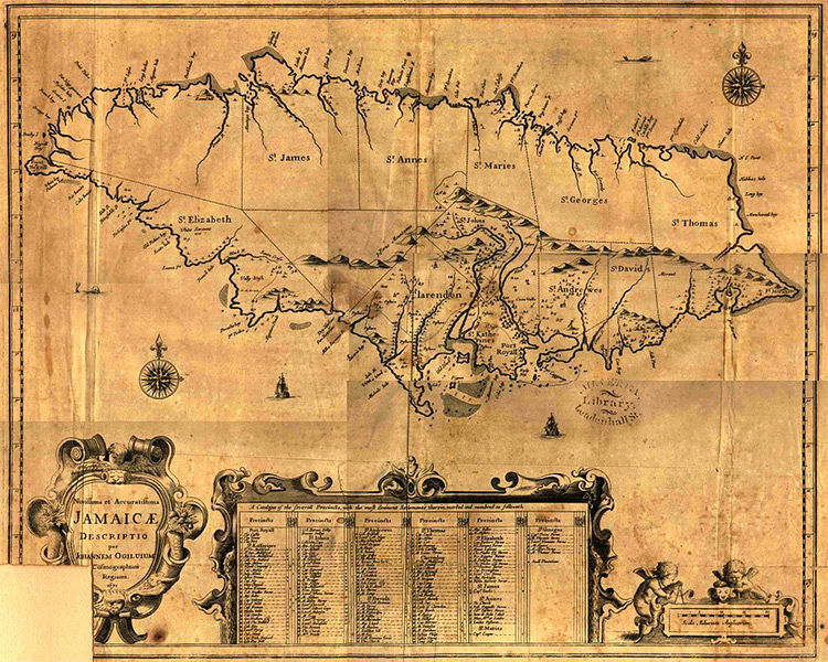 English map of Jamaica, 1600s