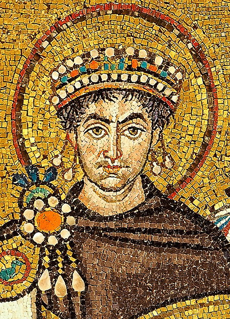 Last of the Latins: a sixth-century fresco of Justinian,  San Vitale, Ravenna.