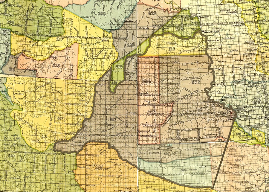 Map of the 1851 Fort Laramie territories