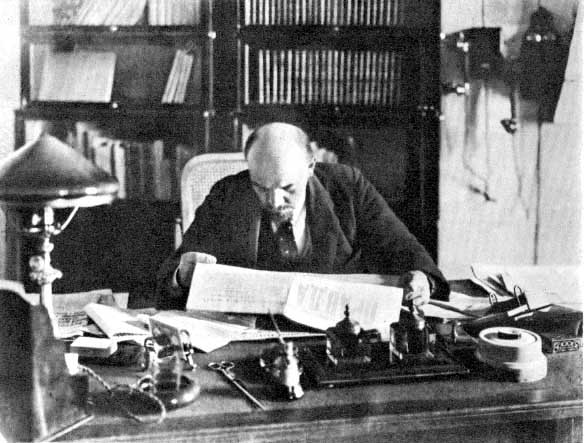 Lenin working in the Kremlin, 1918