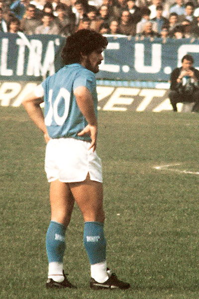 Maradona playing for Napoli in 1985.