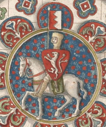 Simon de Montfort, in a drawing of a stained glass window found at Chartres Cathedral