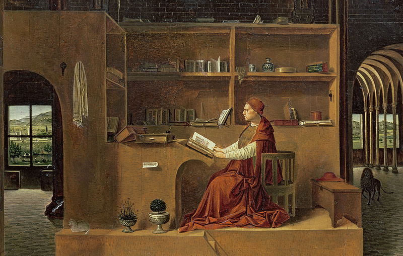 Man in red: St Jerome in his Study, Antonello da Messina, c.1475.