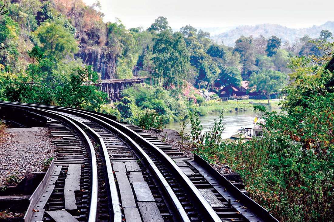 Section of the Thai- Burma Railway along the River Kwai, Thailand, December 2009.