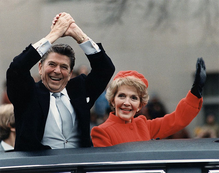 Ronald and Nancy Reagan during the inaugural parade, January 20th, 1981
