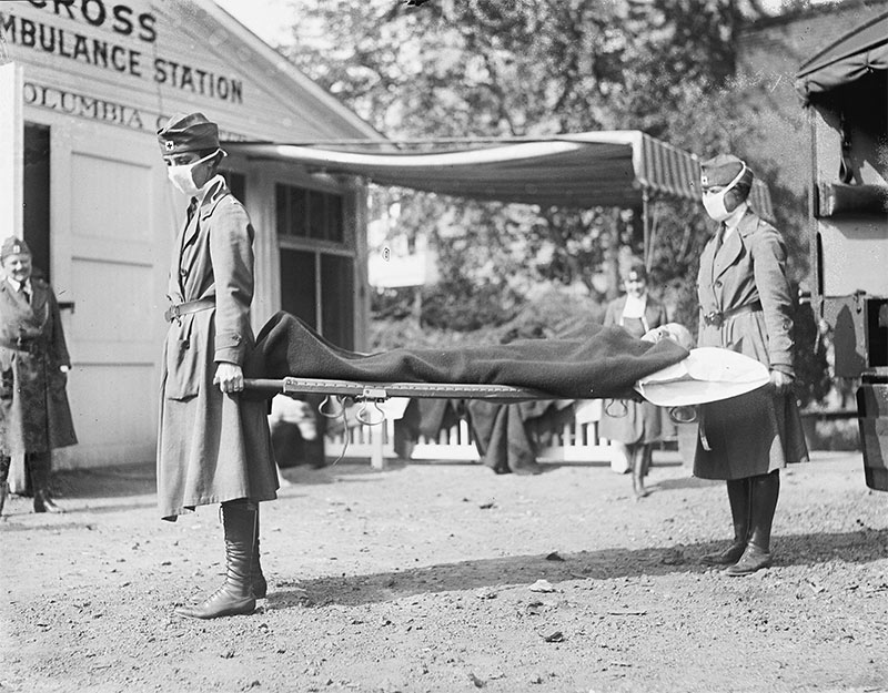Demonstration at the Red Cross Emergency Ambulance Station in Washington, D.C., during the influenza pandemic of 1918