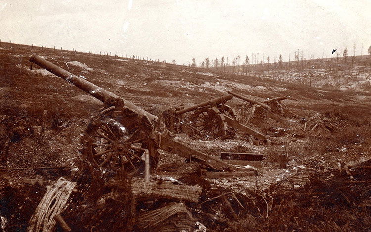 French long gun battery (155 L or 120 L) overrun by German forces