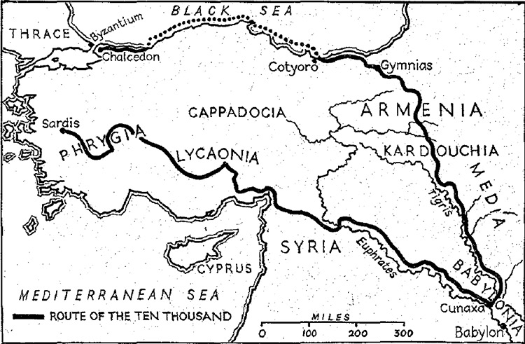 The march of Xenophon's Ten Thousand through the western territories of the Persian Empire