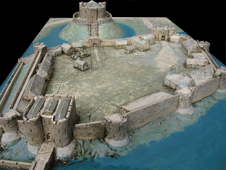 A reconstruction of York Castle in the 14th century, viewed from the south-east. Photograph by Stephen Montgomery