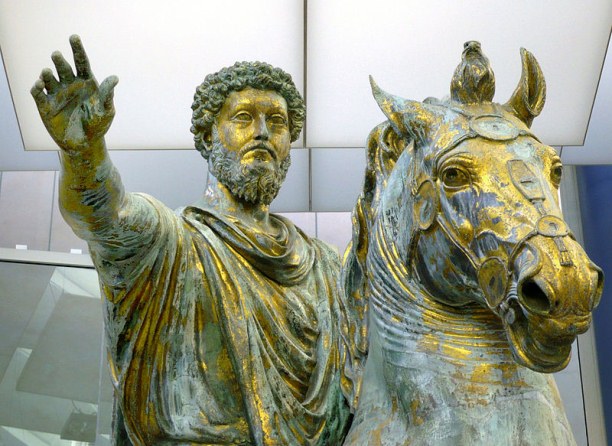 The Statue of Marcus Aurelius (detail) in the Musei Capitolini in Rome.
