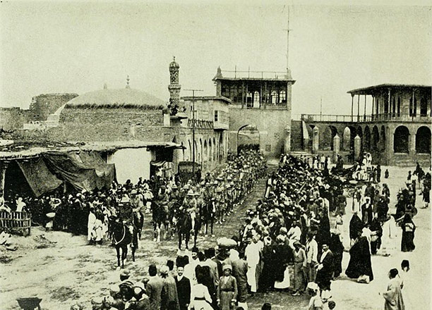March 1917, British troops entering Baghdad.