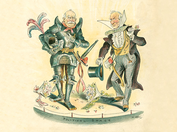 'It seems that those popular stars, the "Iron Chancellor" and the "Grand Old Man" will have to respond to another encore', a cover of an edition of the US magazine Puck, 1895.