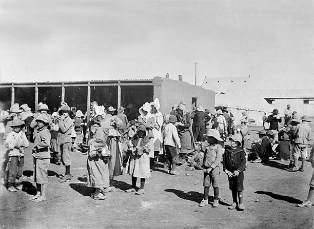Boer women and children in a British concentration camp during the Boer war.