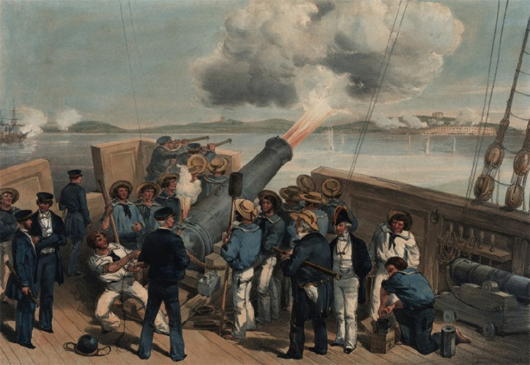 British bombardment of the fortress Bomarsund during the Crimean war