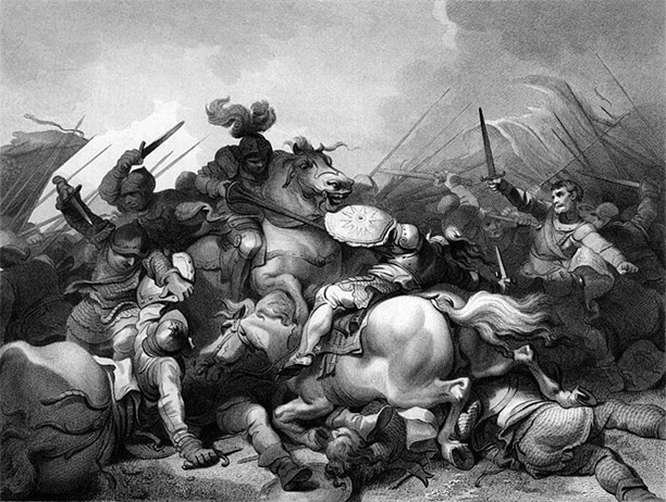  Battle of Bosworth Field, as depicted by Philip James de Loutherbourg (1740–1812)