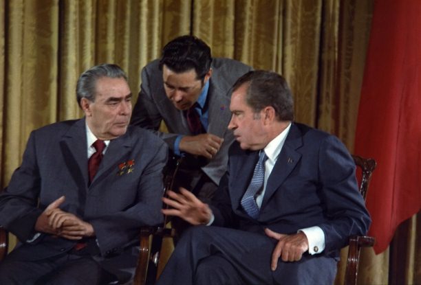 Leonid Brezhnev and Richard Nixon during Brezhnev's June 1973 visit to Washington