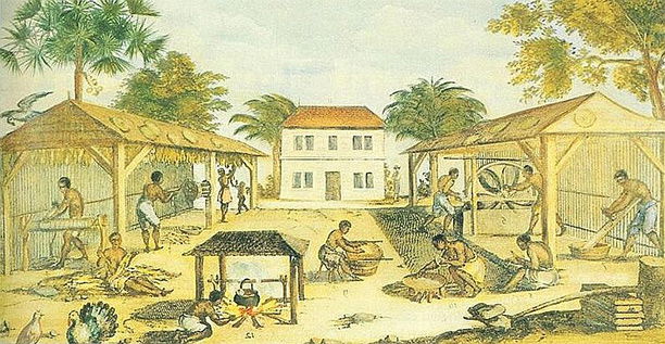  African slaves working in 17th-century Virginia, by an unknown artist, 1670