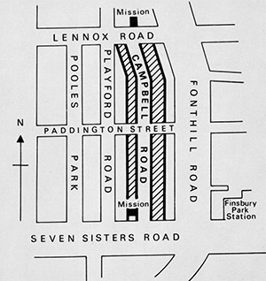 Map of Campbell Road in the early 20th century