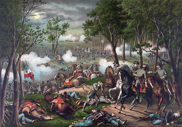 Fatal mistake: Jackson is mortally wounded at Chancellorsville. A contemporary illustration.