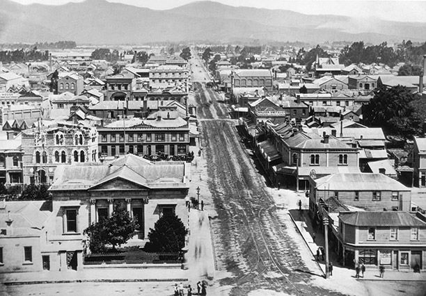 A view of Christchurch from Columbo Street, c.1870