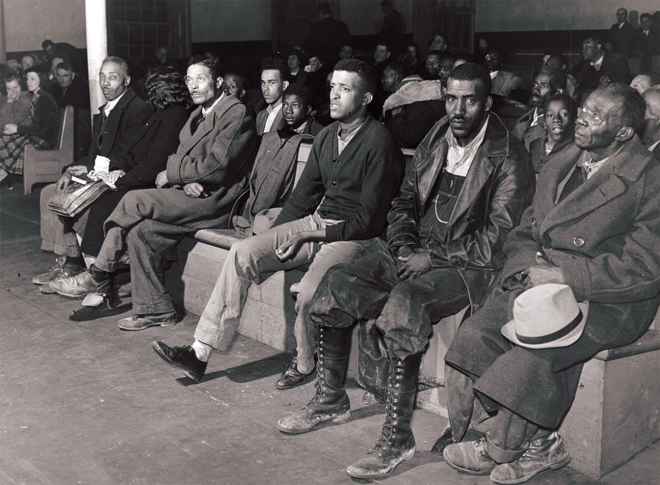 Witnesses and spectators in Granville County courthouse, North Carolina. Photograph by Marion Post Walcott, 1939.