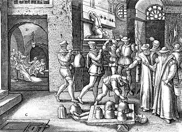 'The Martyrdom of Margaret Clitherow', from Theatrum Crudelitatum Haereticorum Nostri Temporis by Richard Verstegan, Antwerp, 1587