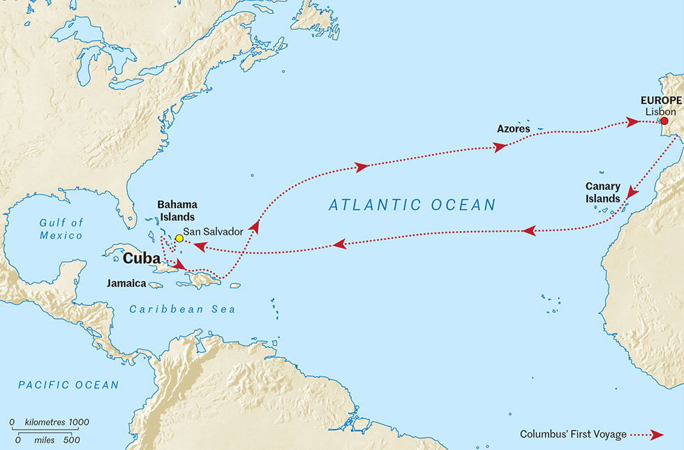 christopher columbus's four voyages map