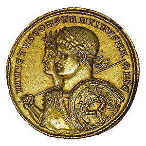 A gold multiple of "Unconquered Constantine" with Sol Invictus, struck in 313
