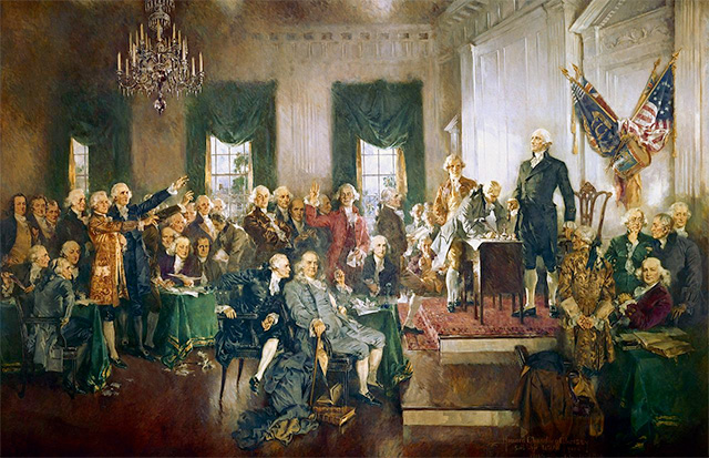George Washington presiding the Philadelphia Convention. Painted in 1940 by Howard Chandler Christy