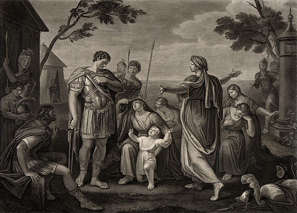  Coriolanus, Act V, Scene III. Engraved by James Caldwell from a painting by Gavin Hamilton.