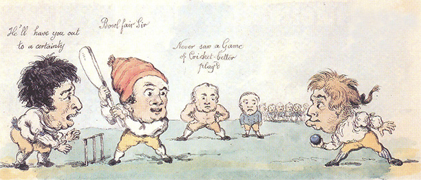 George Woodward's untitled drawing of a cricket match, c. 1796