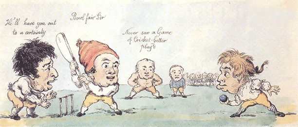 George Woodward's untitled drawing of a cricket match, c. 1796 George Woodward's untitled drawing of a cricket match, c. 1796