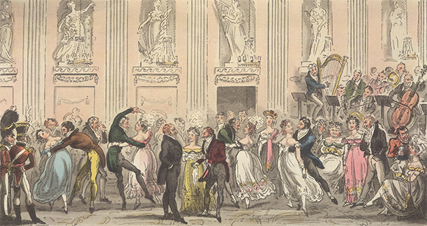 Take your partners: a ball in the Argyll Rooms, likely venue of the Dandies' Ball.